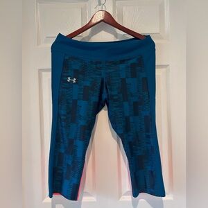 Under Armour Women’s XL HeatGear Teal Compression Capri Leggings Activewear
